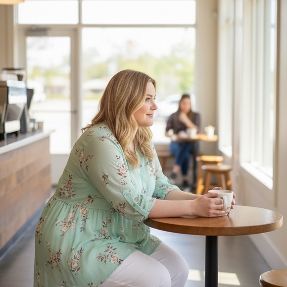 Torrid Mint Floral Hi-Low Button Front Tunic | Flowy & Feminine | Size 2 (2X) - Picture 3 of 5